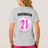 Roze witte Voetbal Aangepast voorontwerp T-shirt (Achterkant)