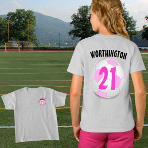 Roze witte Voetbal Aangepast voorontwerp T-shirt