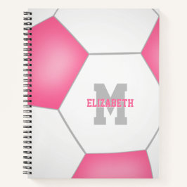 roze witte voetbal met monogram notitieboek