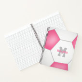 roze witte voetbal met monogram notitieboek (Binnen)
