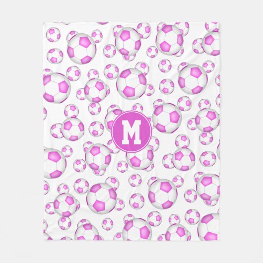 roze witte voetballen, monogrammen fleece deken (Voorkant)