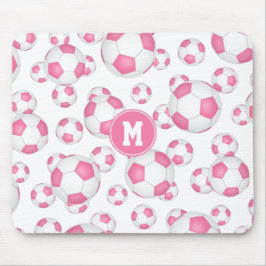 roze witte voetballen muismat
