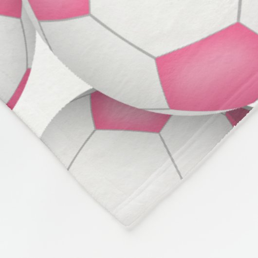 Roze witte voetballen patroon monogram fleece deken (Hoek)