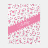 roze witte voetballen voor meisjes fleece deken (Voorkant)