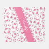 roze witte voetballen voor meisjes fleece deken (Voorkant (Horizontaal))