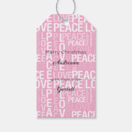 Roze Witte Vrede Liefde Kerstmis Cadeaulabel