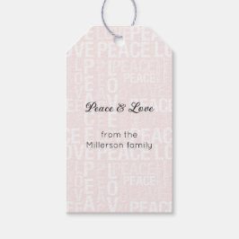 Roze Witte Vrede Liefde Kerstmis Cadeaulabel