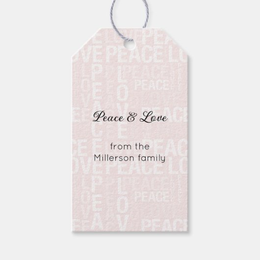 Roze Witte Vrede Liefde Kerstmis Cadeaulabel (Voorkant)