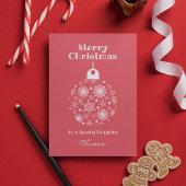 Roze Witte Vrolijke Kerstdochter Gepersonaliseerd Feestdagen Kaart