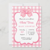 Roze Witte Waterverf Baby shower Uitnodiging (Voorkant)