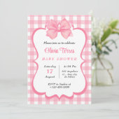 Roze Witte Waterverf Baby shower Uitnodiging (Staand voorkant)