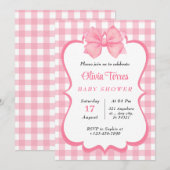 Roze Witte Waterverf Baby shower Uitnodiging (Voorkant / Achterkant)