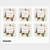  Roze & Witte Waterverf Bloemen Keuken Vierkante Sticker (Vel)