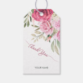 Roze witte Waterverf Bloemen Rozen Cadeaulabel (Voorkant)