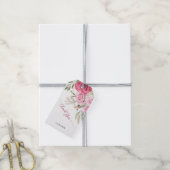 Roze witte Waterverf Bloemen Rozen Cadeaulabel (Met Touw)