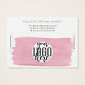 Roze, witte Waterverf, borstelplaatjes Visitekaartje (Achterkant)