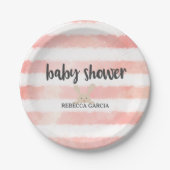 Roze witte Waterverf Bunny Baby shower Papieren Bordje (Voorkant)