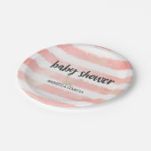 Roze witte Waterverf Bunny Baby shower Papieren Bordje (Gekanteld)