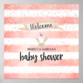 Roze witte Waterverf Bunny Baby shower Poster (Voorkant)