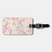 Roze witte waterverf floreel patroon bagagelabel (Voorkant horizontaal)