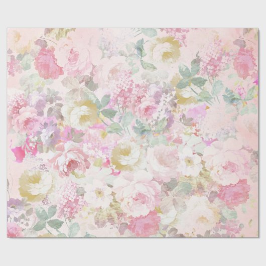 Roze witte waterverf floreel patroon cadeaupapier (Vlak)