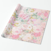 Roze witte waterverf floreel patroon cadeaupapier (Uitgerold)