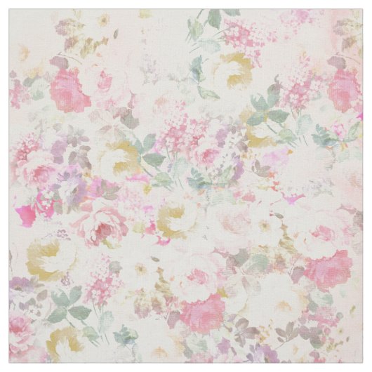 Roze witte waterverf floreel patroon stof (Swatch)