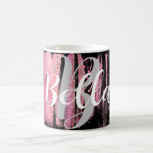 Roze Witte Waterverf Glitter Folie Paint Strokes Koffiemok