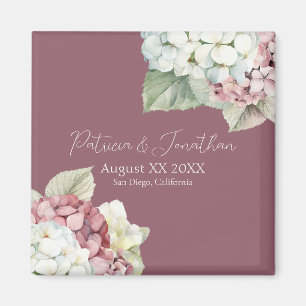 Roze & Witte Waterverf Hydrangea Flowers op Blush Magneet