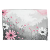 Roze & Witte Waterverf Madeliefje Kussensloop (Voorkant-Links)
