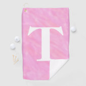 Roze Witte Waterverf Monogram Golfhanddoek (Insitu)