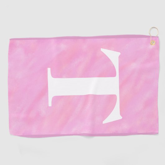 Roze Witte Waterverf Monogram Golfhanddoek (Horizontaal)