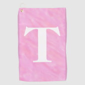 Roze Witte Waterverf Monogram Golfhanddoek (Voorkant)