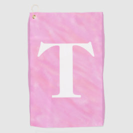 Roze Witte Waterverf Monogram Golfhanddoek