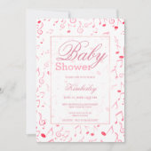 Roze witte waterverf muziek notitie Baby shower Kaart (Voorkant)
