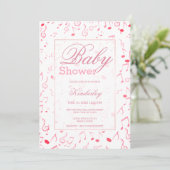 Roze witte waterverf muziek notitie Baby shower Kaart (Staand voorkant)