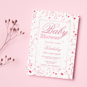 Roze witte waterverf muziek notitie Baby shower Kaart