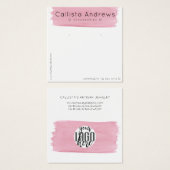 Roze, witte Waterverf penseel Veroorbaar beeldsche Vierkante Visitekaartjes (Voorkant /achterkant)