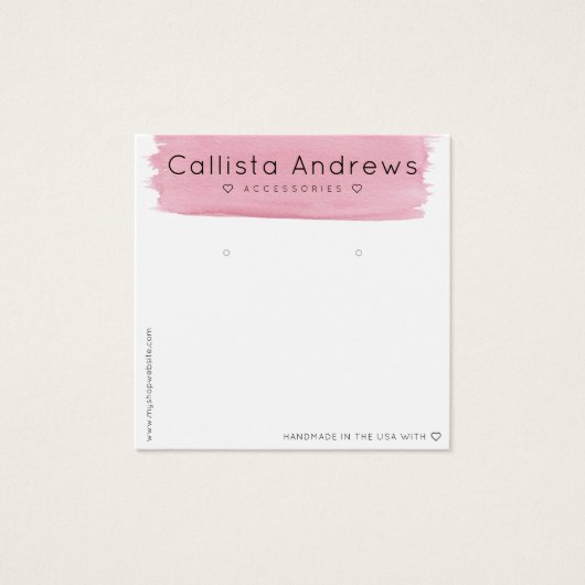 Roze, witte Waterverf penseel Veroorbaar beeldsche Vierkante Visitekaartjes (Voorkant)