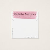 Roze witte Waterverf Penseelstreek Ketting Weergav Vierkante Visitekaartjes (Voorkant)