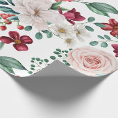 Roze witte Waterverf Peonies Daisies Cadeaupapier (Hoek)