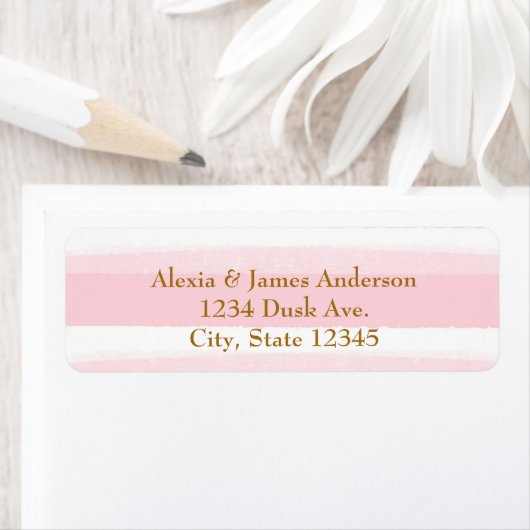 Roze & Witte Waterverf Strepen Adresetiketten Etiket (Insitu)