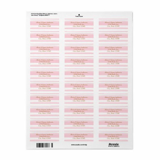 Roze & Witte Waterverf Strepen Adresetiketten Etiket (Full Sheet)