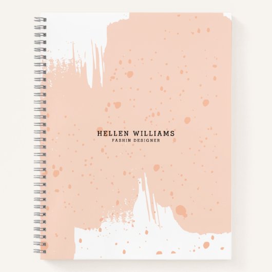 Roze & Witte Waterverven Brushstroke Notitieboek (Voorkant)