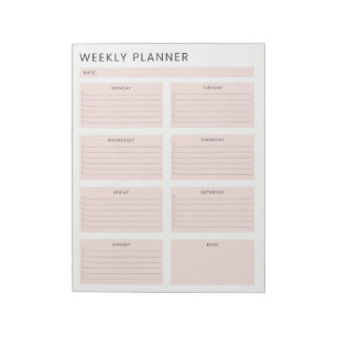 Roze Witte Weekplanner Organizer Takenlijst Notitieblok