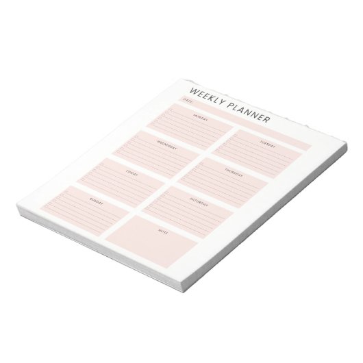 Roze witte weekse planner-organisator om lijst te  notitieblok (Linkerzijde)