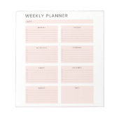 Roze witte weekse planner-organisator om lijst te  notitieblok (Voorkant)