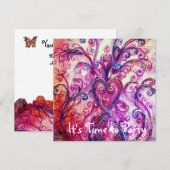 ROZE WITTE WHIMISCHE VERSIERINGEN Bloemhartfeest Kaart (Voorkant / Achterkant)