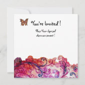 ROZE WITTE WIERIGE VERSIERINGEN Bloemhartfeestje Kaart (Achterkant)