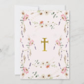 Roze Witte Wildbloemen Vlinderdoop Kaart (Achterkant)